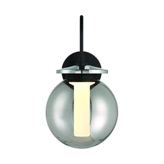 Eurofase Caswell 18" LED Outdoor Wall Light, Powder Coat Black with Smoked Glass, front view