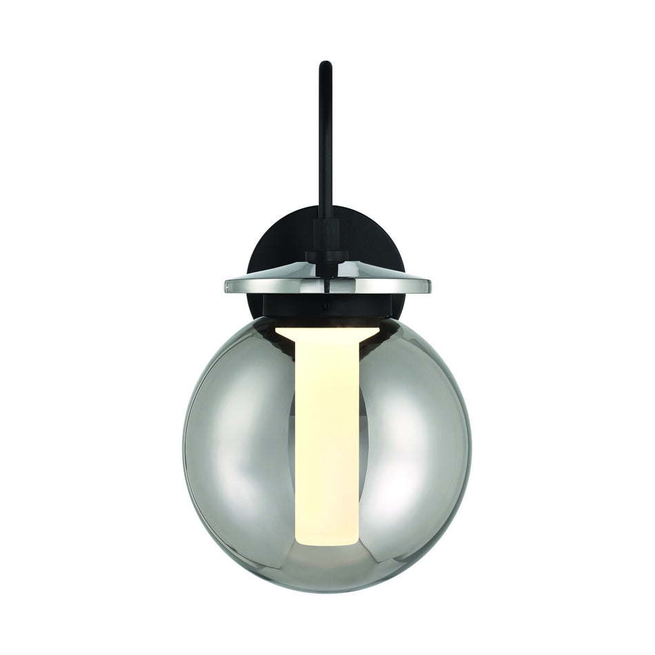 Eurofase Caswell 18" LED Outdoor Wall Light, Powder Coat Black with Smoked Glass, front view