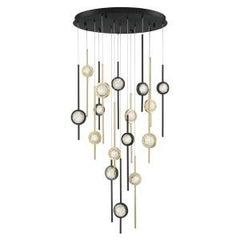 Eurofase Barletta 32" 16-Light LED Chandelier, Gold-Black Mix, front view