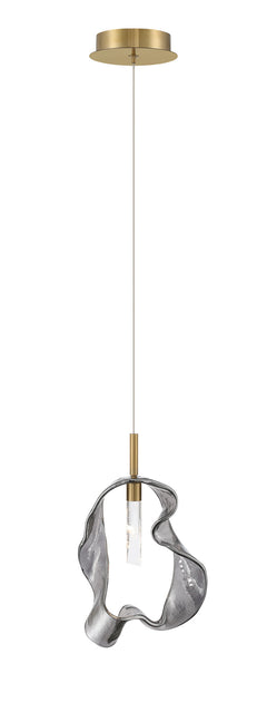 Eurofase Norah 13" Pendant, Gold with Smoked Glass, front view