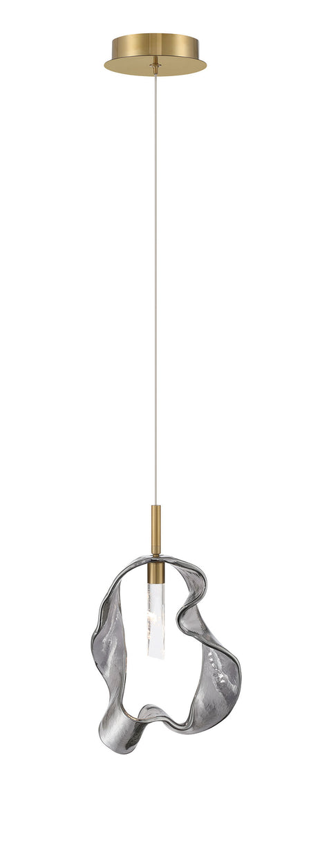 Eurofase Norah 13" Pendant, Gold with Smoked Glass, front view