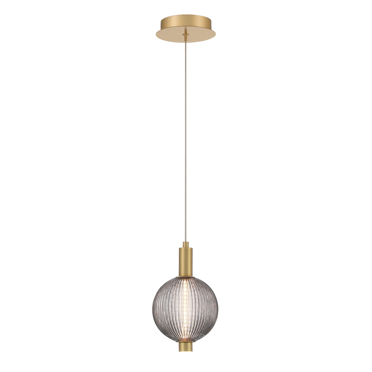 Eurofase Palmas 10" LED Pendant, Gold with Smoked Glass, front view