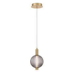 Eurofase Palmas 10" LED Pendant, Gold with Smoked Glass, front view