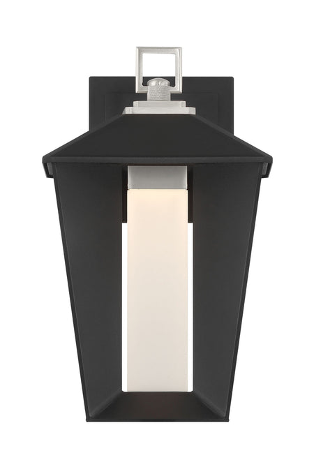 Eurofase Andson 13" LED Outdoor Wall Light, Satin Nickel-Sand Black Mix with Frosted Acrylic, front view