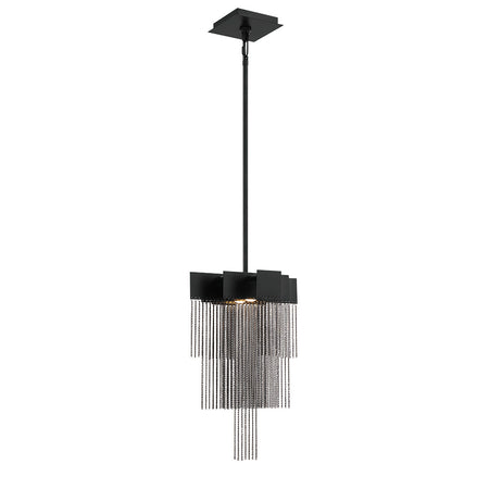 Eurofase Bloomfield 18" 2-Light LED Pendant, Matte Black with Black Aluminum, front view