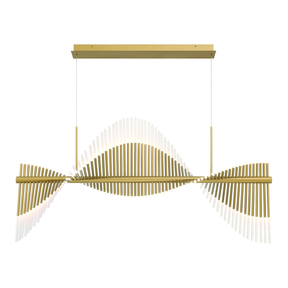 Eurofase Voltik 59" 72-Light LED Chandelier, Matte Gold with Frosted Acrylic, front view