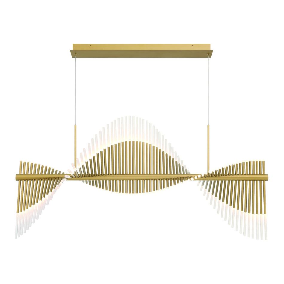 Eurofase Voltik 59" 72-Light LED Chandelier, Matte Gold with Frosted Acrylic, front view