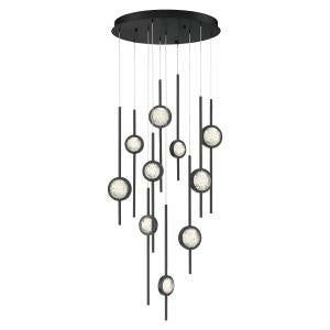 Eurofase Barletta 24" 10-Light LED Chandelier, Anodized Black, front view