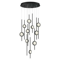 Eurofase Barletta 24" 10-Light LED Chandelier, Anodized Black, front view