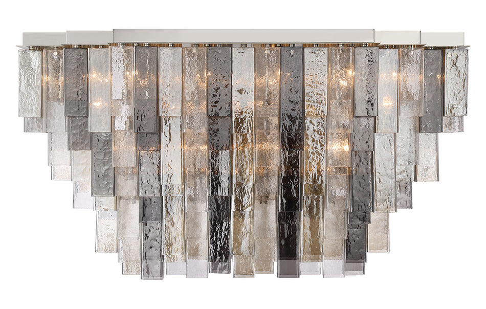 Eurofase Altesa 53" 33-Light Flush Mount, Chrome with Mixed Glass, front view