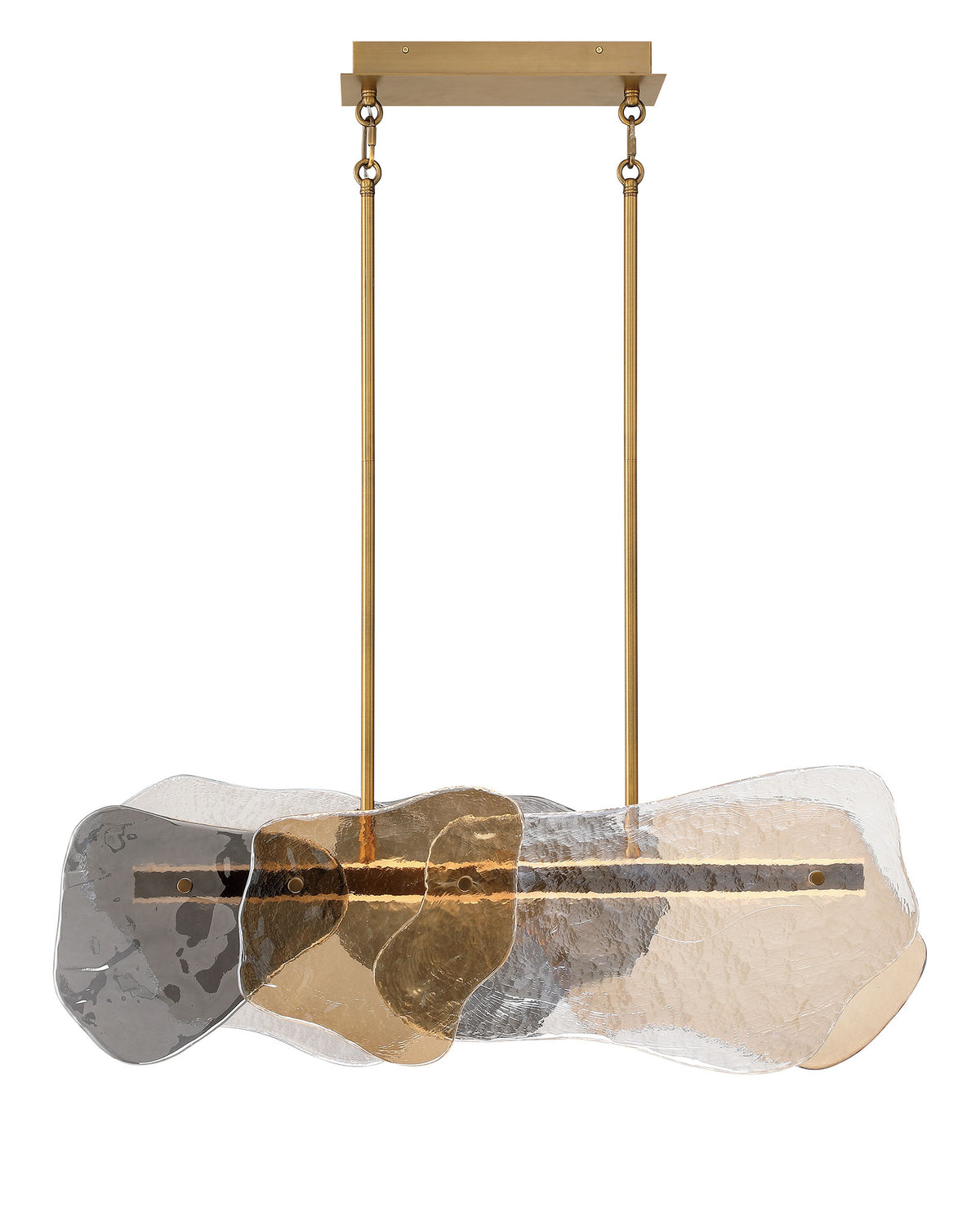 Eurofase Grotto 40" Chandelier, Antique Brass with Mixed Glass, front view