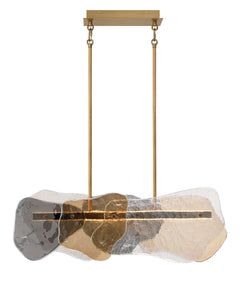 Eurofase Grotto 40" Chandelier, Antique Brass with Mixed Glass, front view