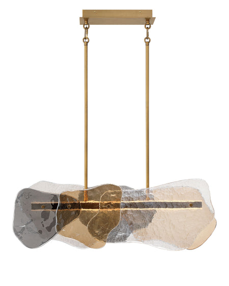 Eurofase Grotto 40" Chandelier, Antique Brass with Mixed Glass, front view