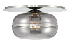 Eurofase Nottingham 20" 3-Light Flush Mount, Polished Nickel with Smoked Glass, front view