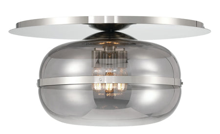 Eurofase Nottingham 20" 3-Light Flush Mount, Polished Nickel with Smoked Glass, front view