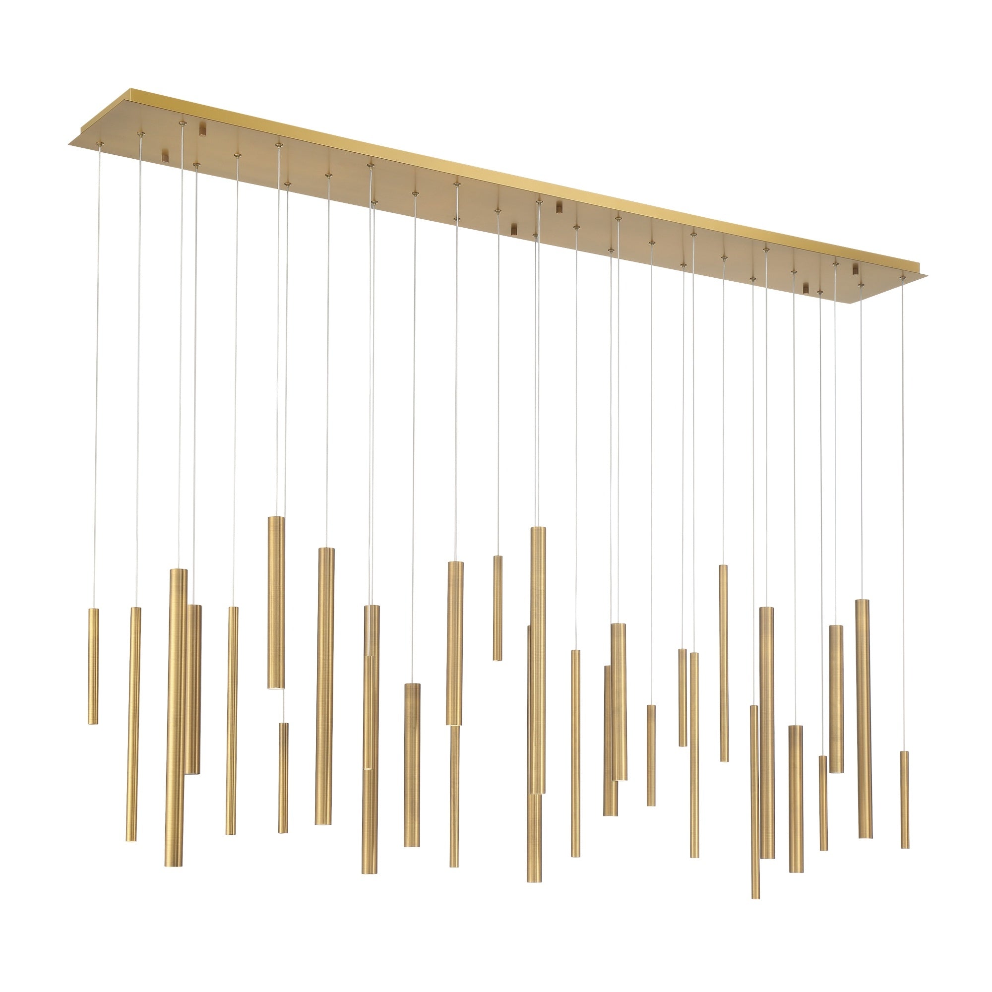 Eurofase Santana 72" 30-Light LED Chandelier, Antique Brass, front view