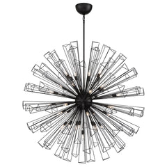 Eurofase Dendelio 54" 35-Light Chandelier, Matte Black, front view