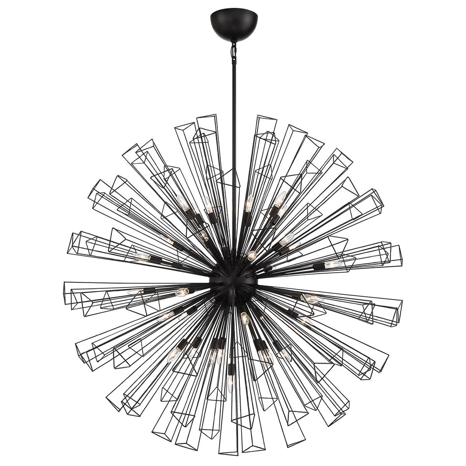 Eurofase Dendelio 54" 35-Light Chandelier, Matte Black, front view