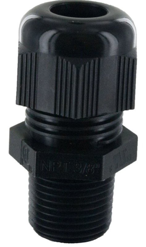 DOME CONDOME CONNECTOR  .20-.39  3/8NPT   BLACK, Cord Grips, Techspan - Maple Electric Supply 