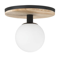 Eurofase Carnagie 12" LED Flush Mount, Matte Black with Opal Etched Glass, front view