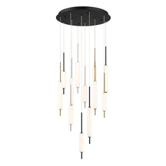 Eurofase Cumberland 22" 12-Light LED Chandelier, Mix with White Glass, front view