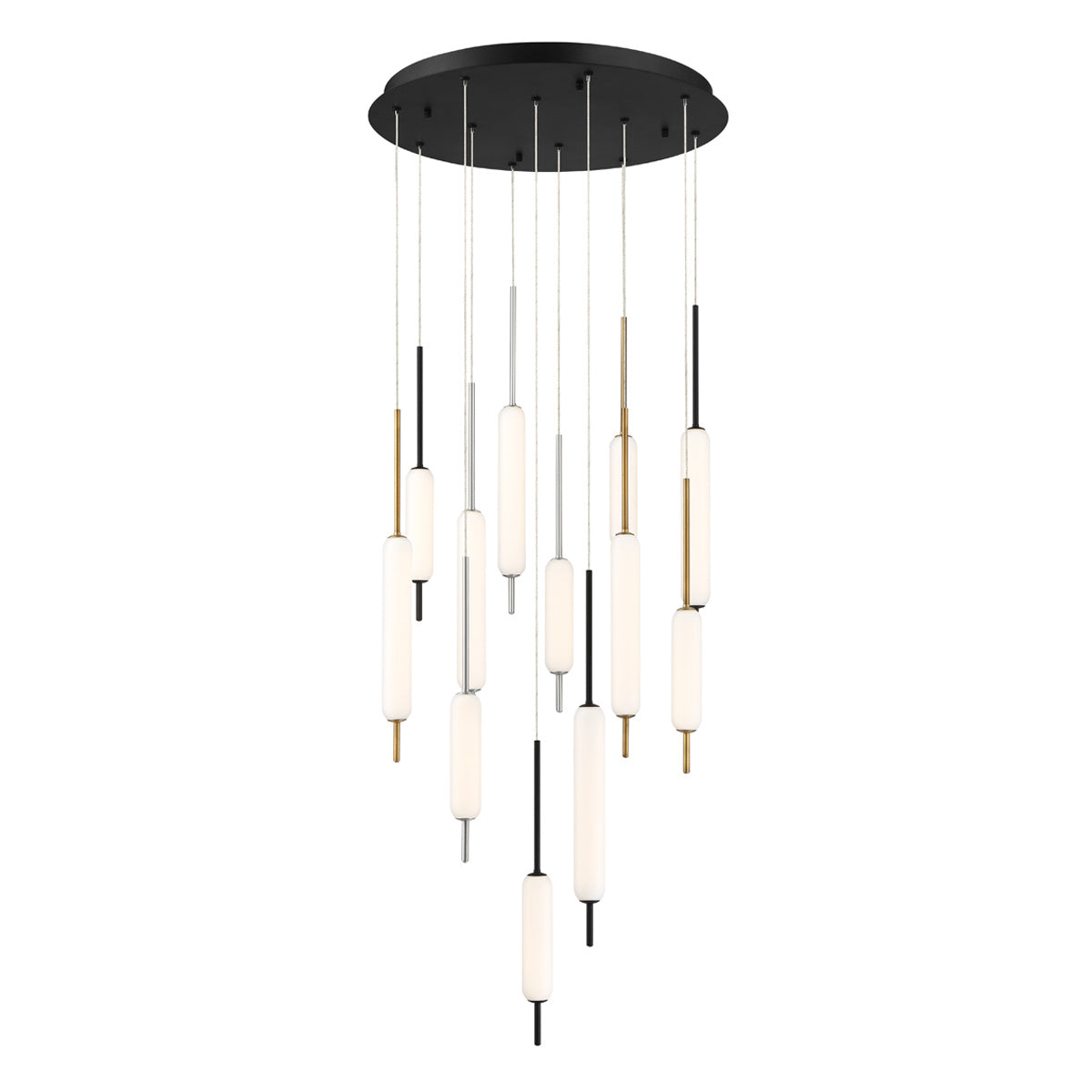 Eurofase Cumberland 22" 12-Light LED Chandelier, Mix with White Glass, front view