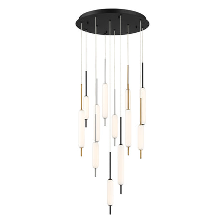 Eurofase Cumberland 22" 12-Light LED Chandelier, Mix with White Glass, front view