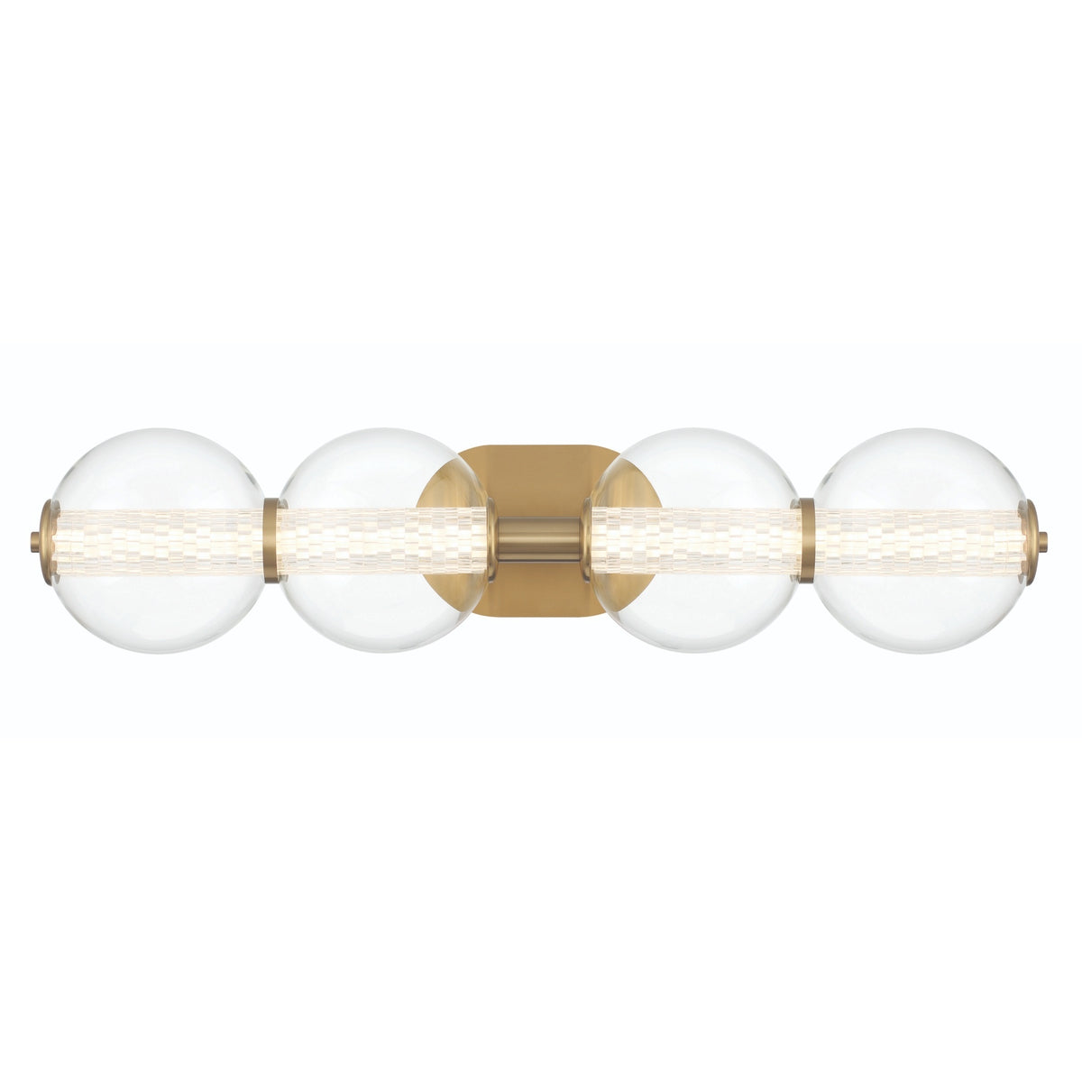 Eurofase Atomo 30" 4-Light Vanity, Gold with Clear Glass, front view