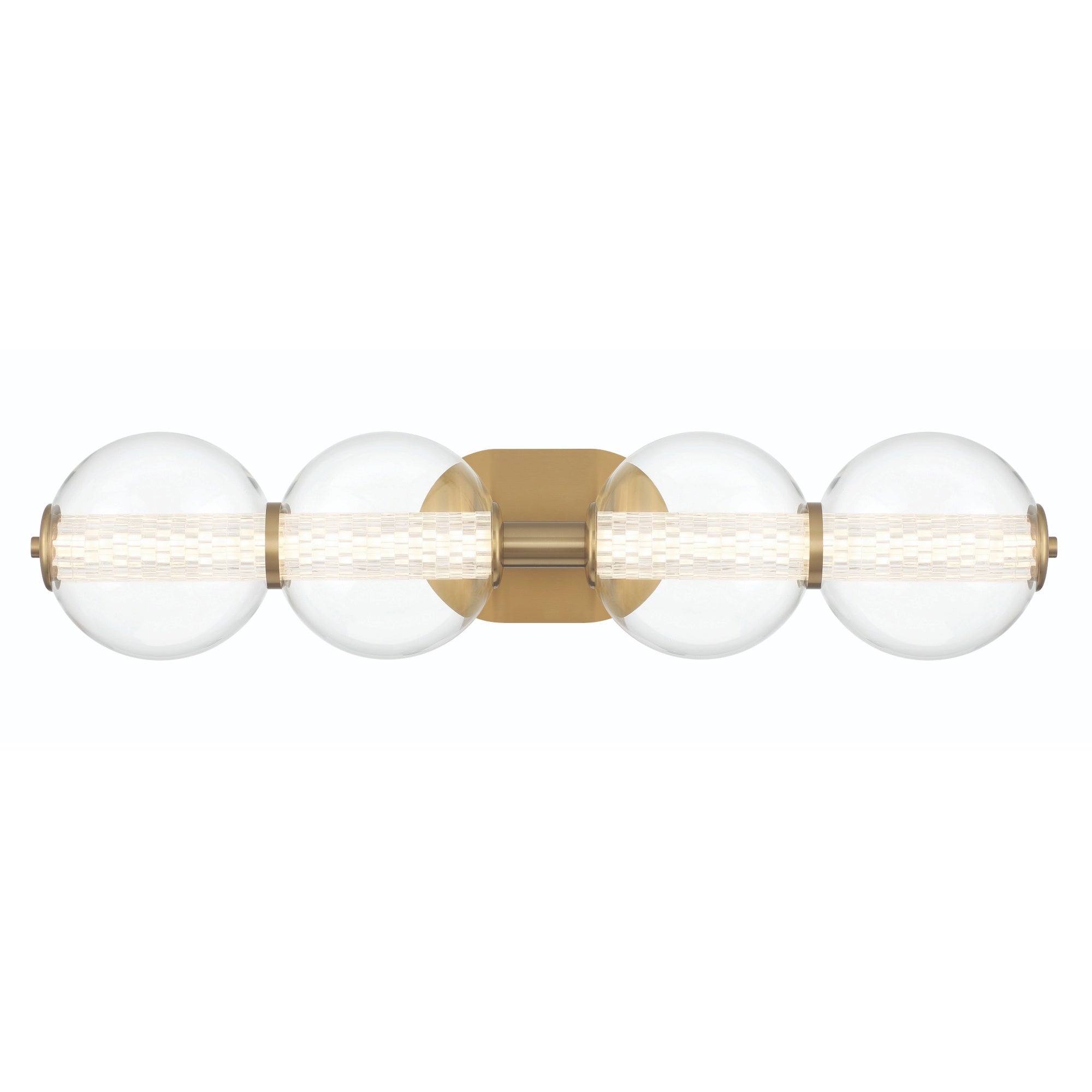 Eurofase Atomo 30" 4-Light Vanity, Gold with Clear Glass, front view