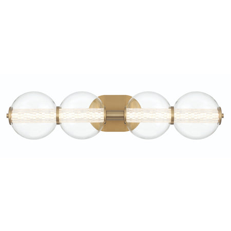 Eurofase Atomo 30" 4-Light Vanity, Gold with Clear Glass, front view