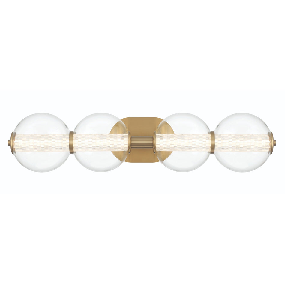 Eurofase Atomo 30" 4-Light Vanity, Gold with Clear Glass, front view