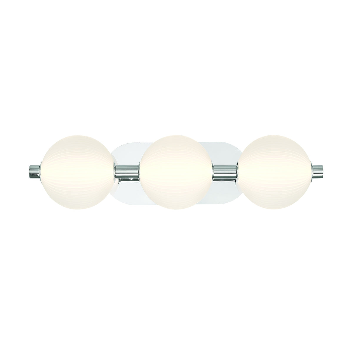 Eurofase Palmas 23" 3-Light LED Vanity, Polished Nickel with White Glass, front view