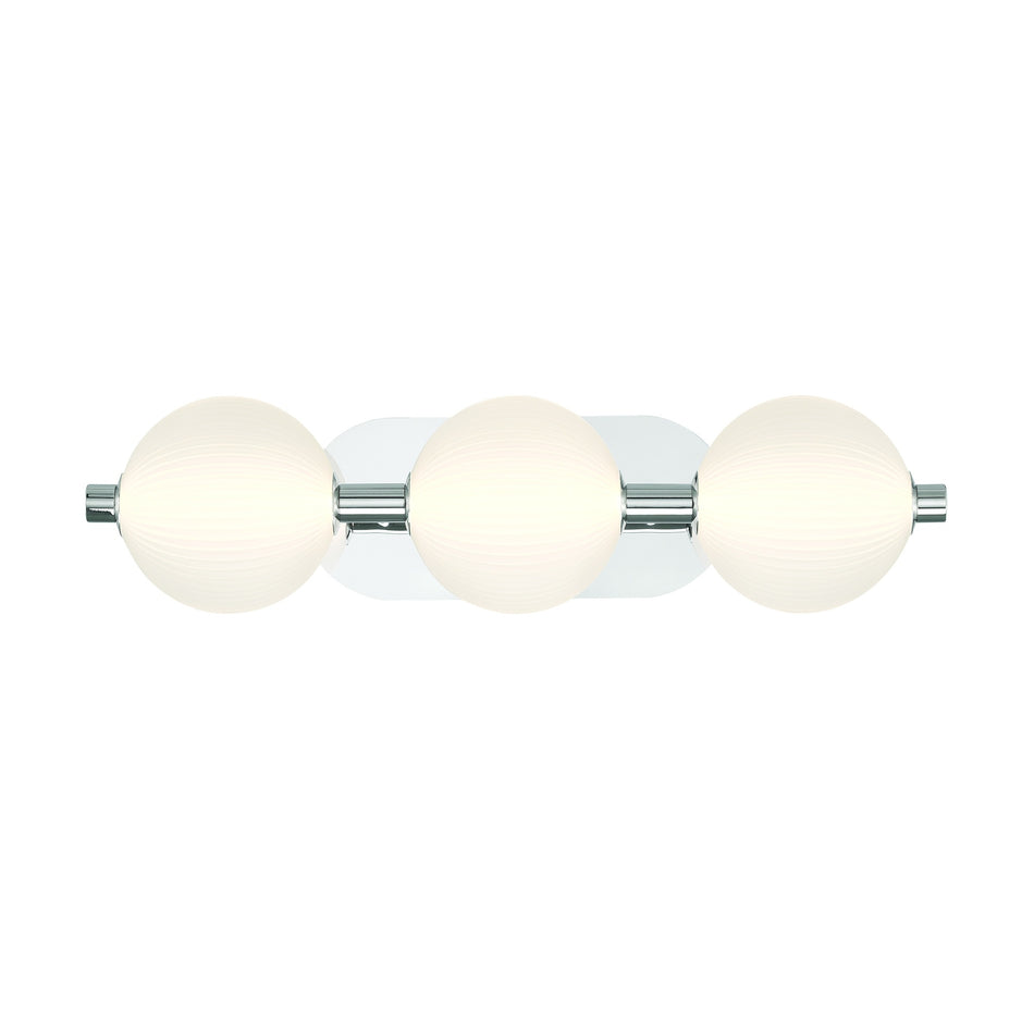 Eurofase Palmas 23" 3-Light LED Vanity, Polished Nickel with White Glass, front view