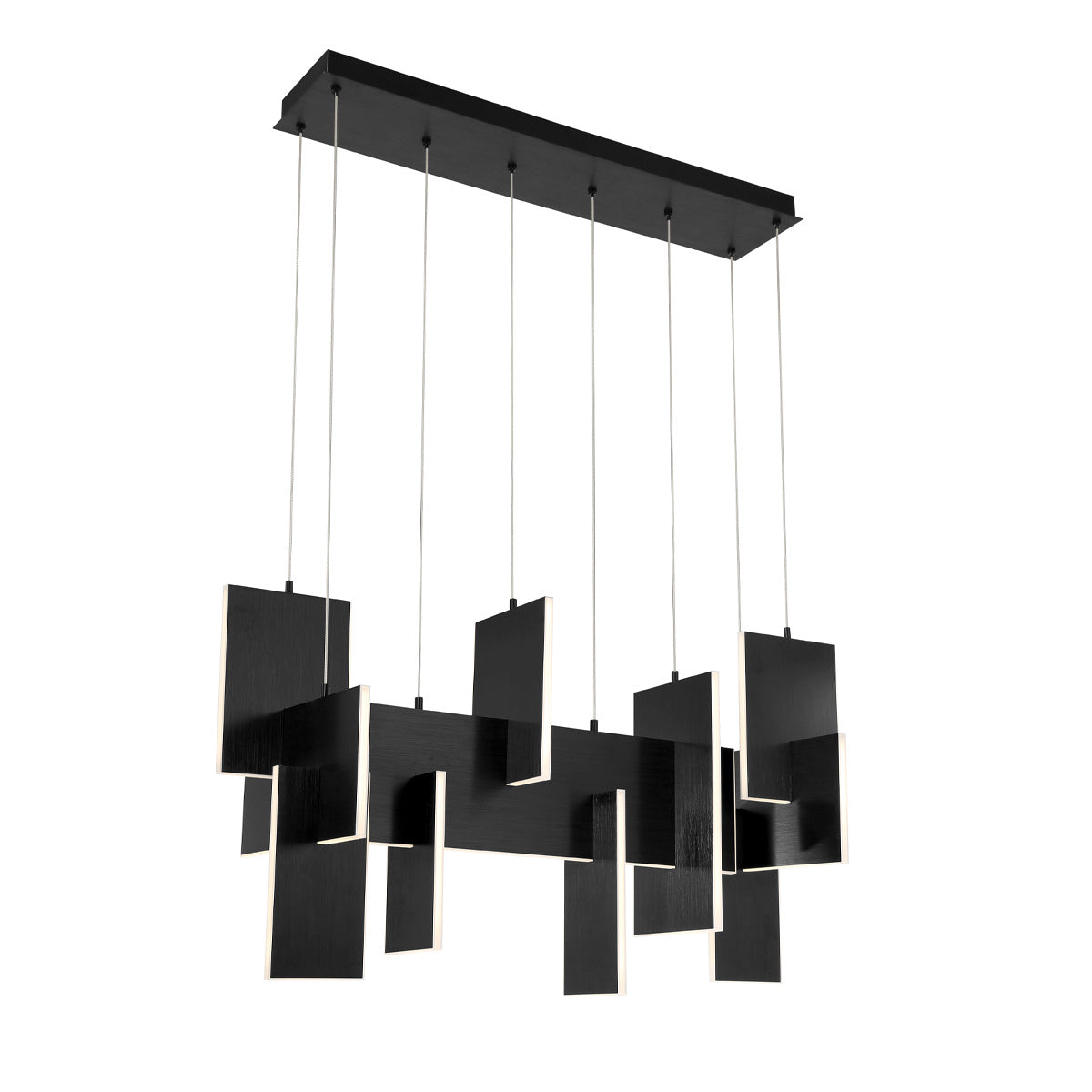 Eurofase Coburg 42" 3-Light LED Chandelier, Anodized Black, front view