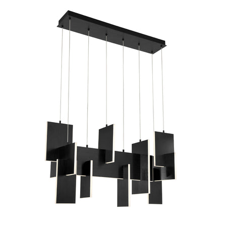 Eurofase Coburg 42" 3-Light LED Chandelier, Anodized Black, front view