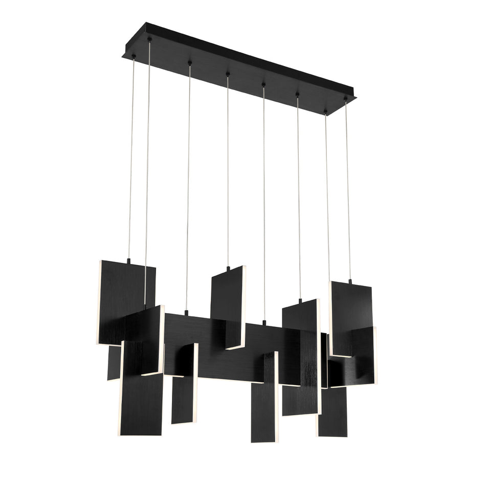 Eurofase Coburg 42" 3-Light LED Chandelier, Anodized Black, front view