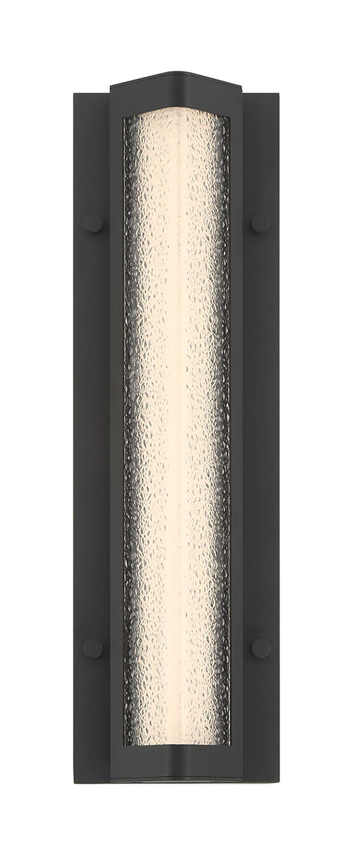 Eurofase Hy50 16" LED Outdoor Wall Light, Sand Black with Clear Textured Glass, front view
