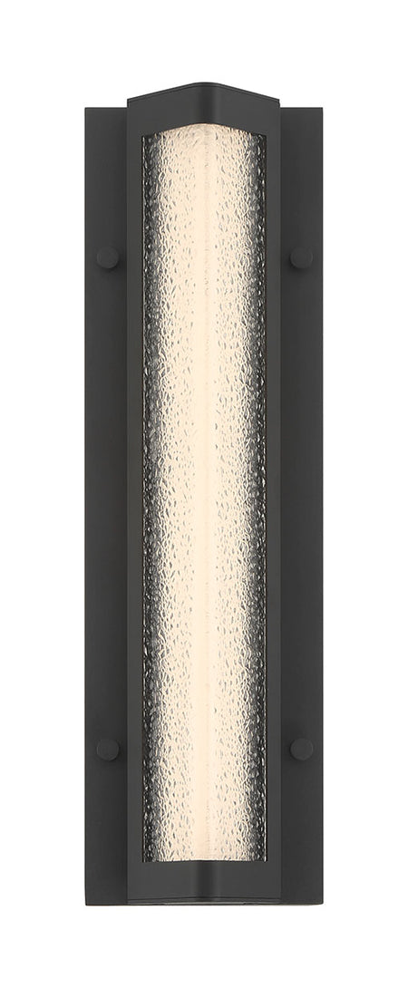 Eurofase Hy50 16" LED Outdoor Wall Light, Sand Black with Clear Textured Glass, front view