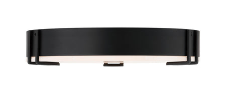 Eurofase Noga 16" LED Flush Mount, Matte Black with Alabaster, front view