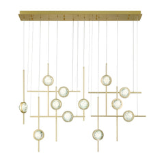 Eurofase Barletta 53" 12-Light LED Chandelier, Anodized Gold, front view