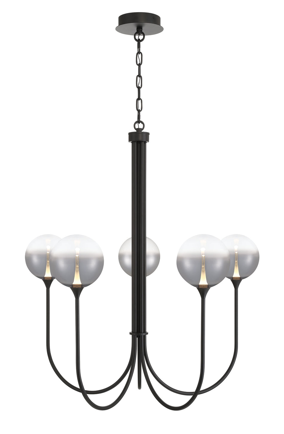 Eurofase Iissa 34" 5-Light LED Chandelier, Matte Black with Smoked Glass, front view