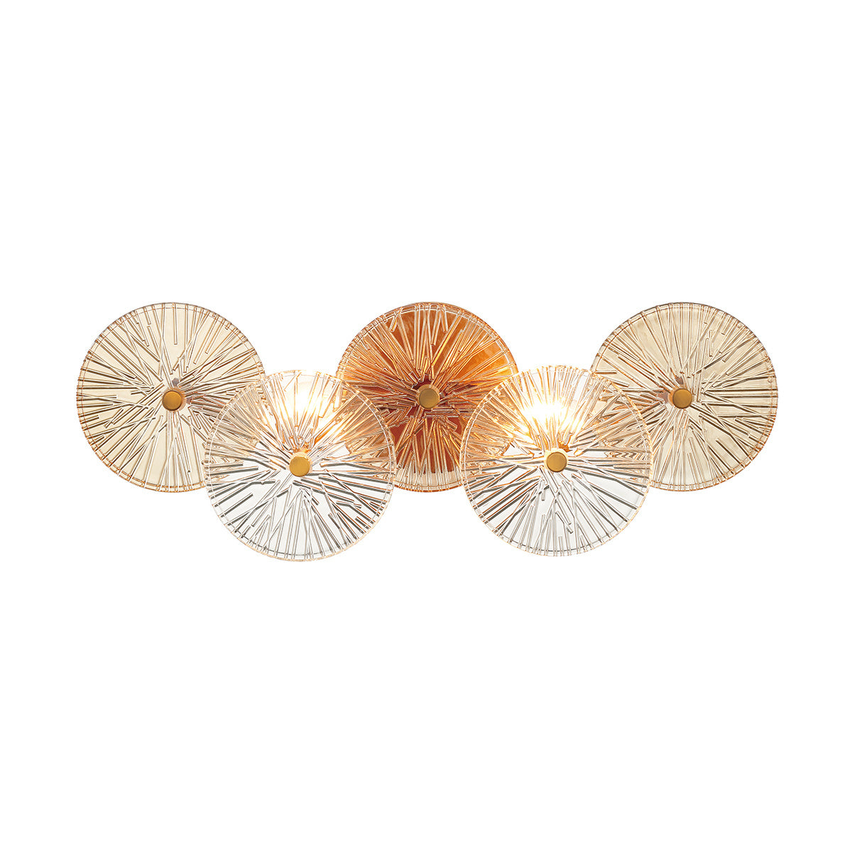 Eurofase Sue-anne 22" 2-Light Vanity, Matte Gold with Clear-Amber Glass, front view