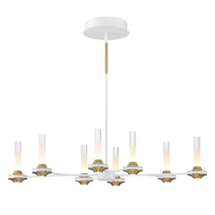 Eurofase Torcia 36" 8-Light LED Chandelier, Matte White with White Acrylic, front view