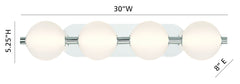 Eurofase Palmas 30" 4-Light LED Vanity, Polished Nickel with White Glass, front view