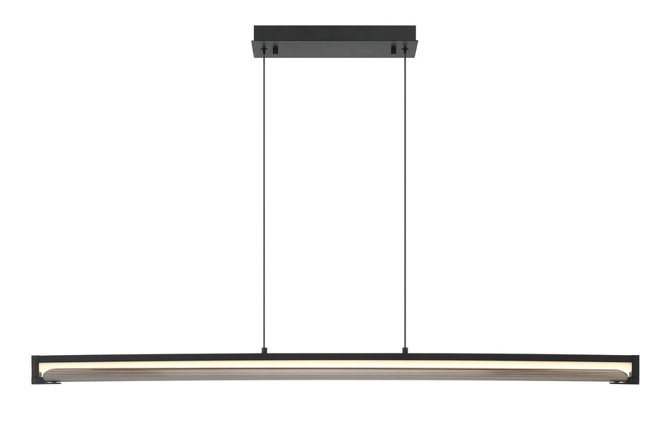 Eurofase Neoness 50" LED Chandelier, Matte Black with Smoked Glass, front view