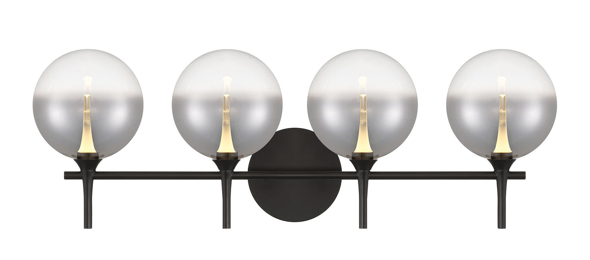 Eurofase Iissa 4-Light LED Vanity, Matte Black with Smoked Glass, front view