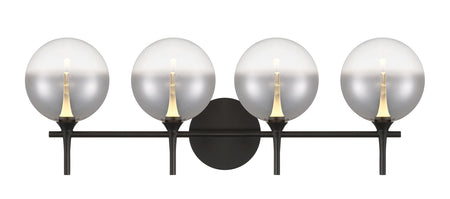 Eurofase Iissa 4-Light LED Vanity, Matte Black with Smoked Glass, front view