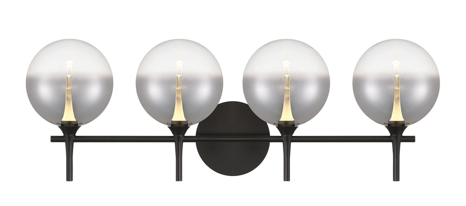 Eurofase Iissa 4-Light LED Vanity, Matte Black with Smoked Glass, front view