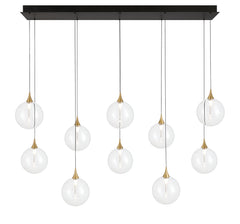 Eurofase Iissa 47" 10-Light LED Chandelier, Gold with Clear Glass, front view