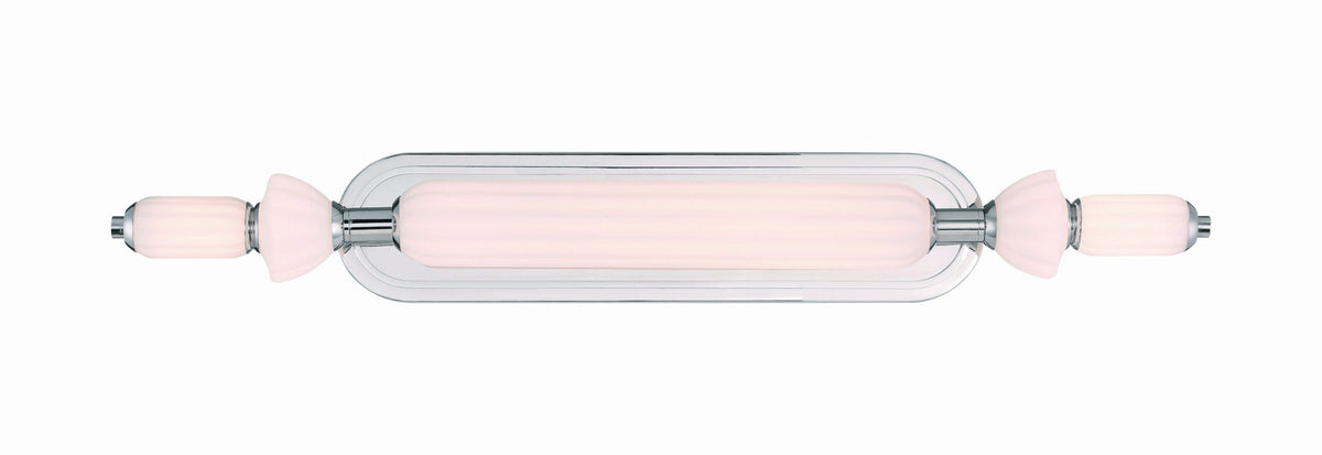 Eurofase Lansdowne 31" LED Vanity, Polished Nickel with Opal Glass, front view